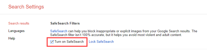 Google SafeSearch option