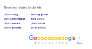 Google's related search terms