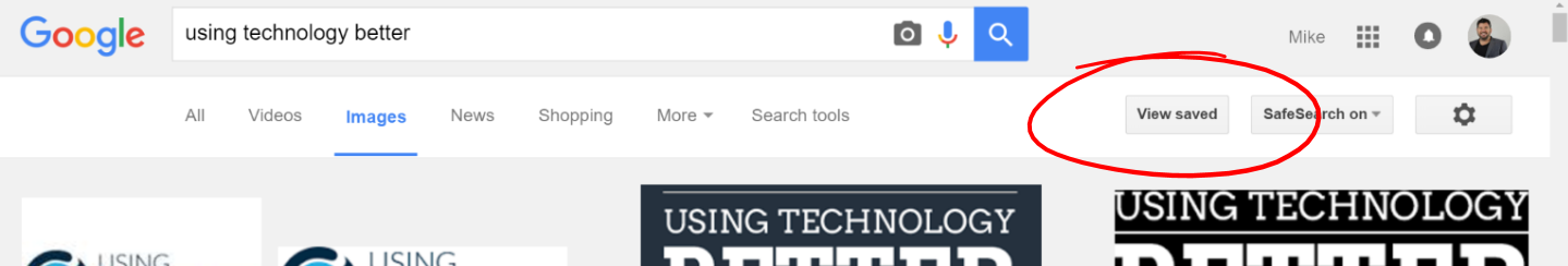 Save to Google - viewing saved images in Google image search page