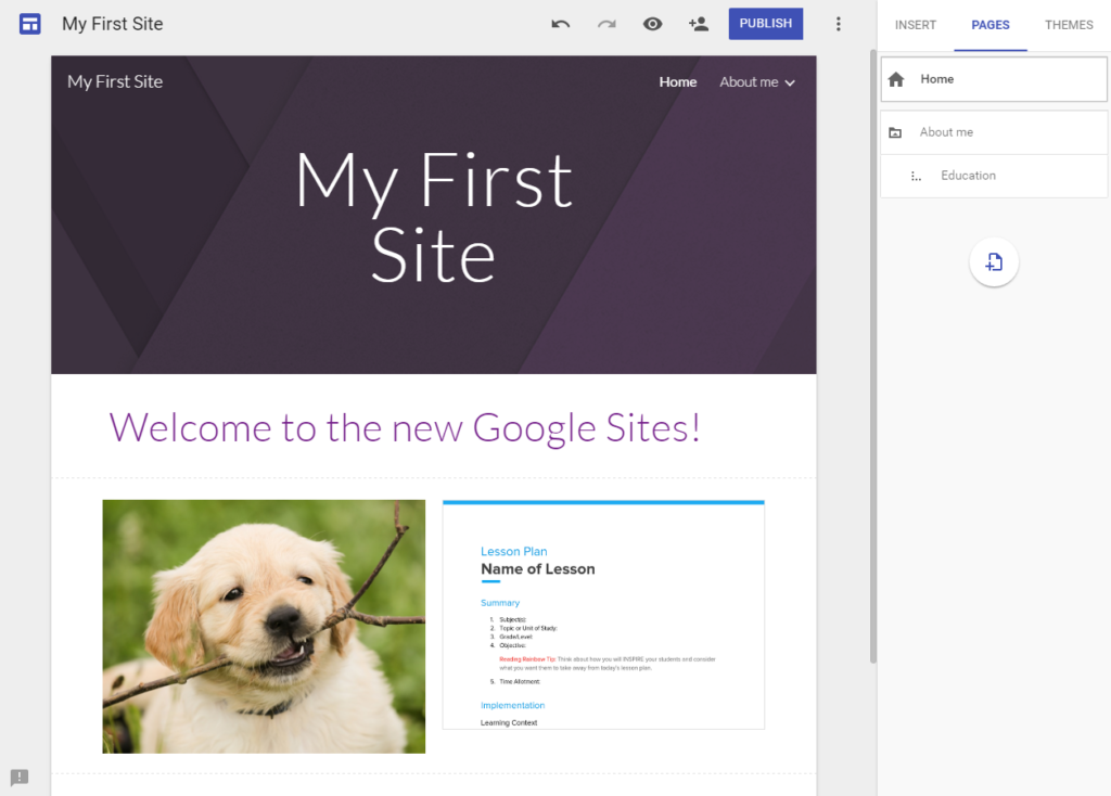New Google Sites Pages