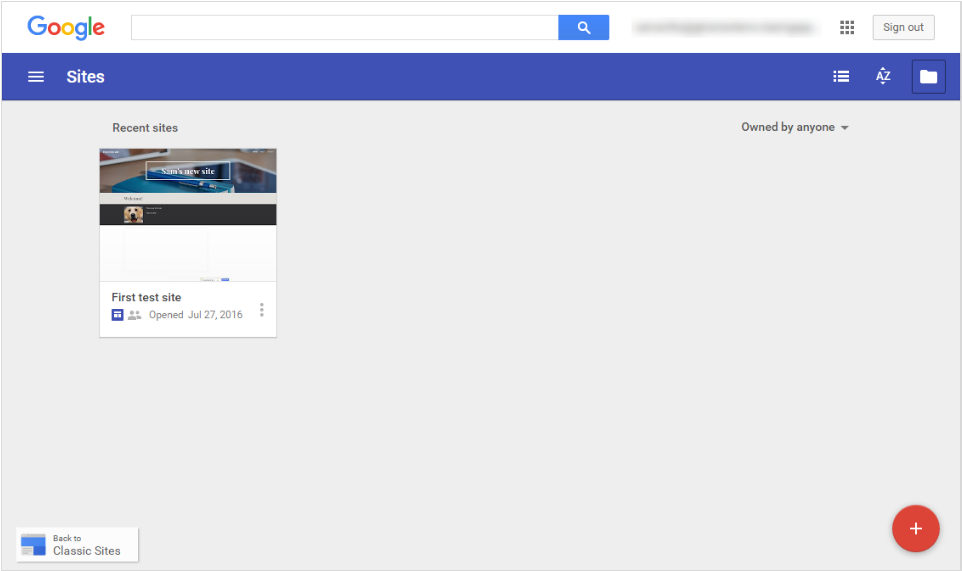 New Look Google Sites Landing Page