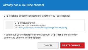 Warning about overwriting existing YouTube channel