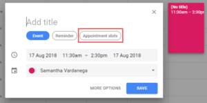 Appointment slots button