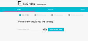 Drive copy folder main screen