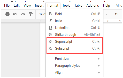 how to make subscript and superscript in word