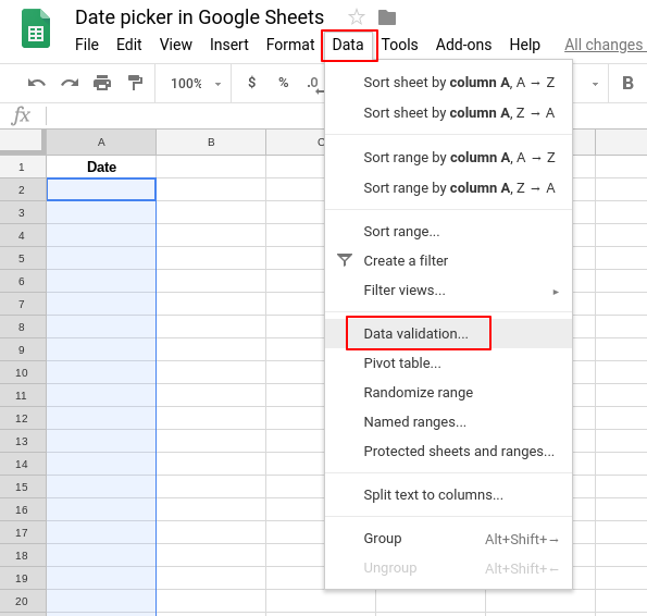 Date Picker In Sheets