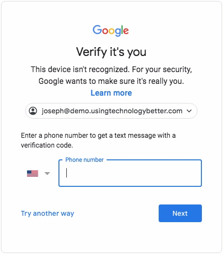 How to set up Google Workspace login challenges for users who don't have a  mobile device – Using Technology Better