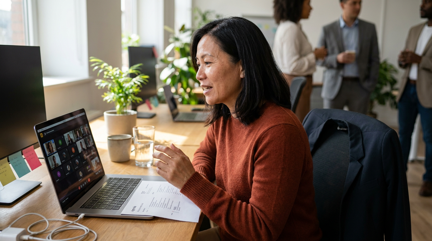 Adoption manager on video call